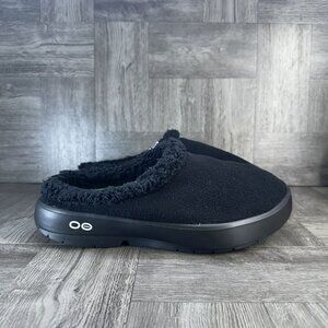OOFOS Mens' 11 Faux Sherpa Black Slipper